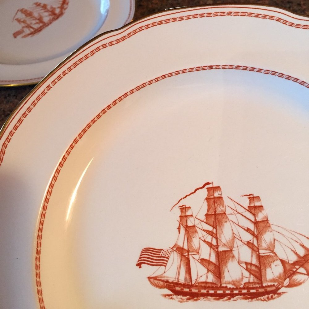 *sold* SPODE Vintage TRADE WINDS RED Dinner Plates